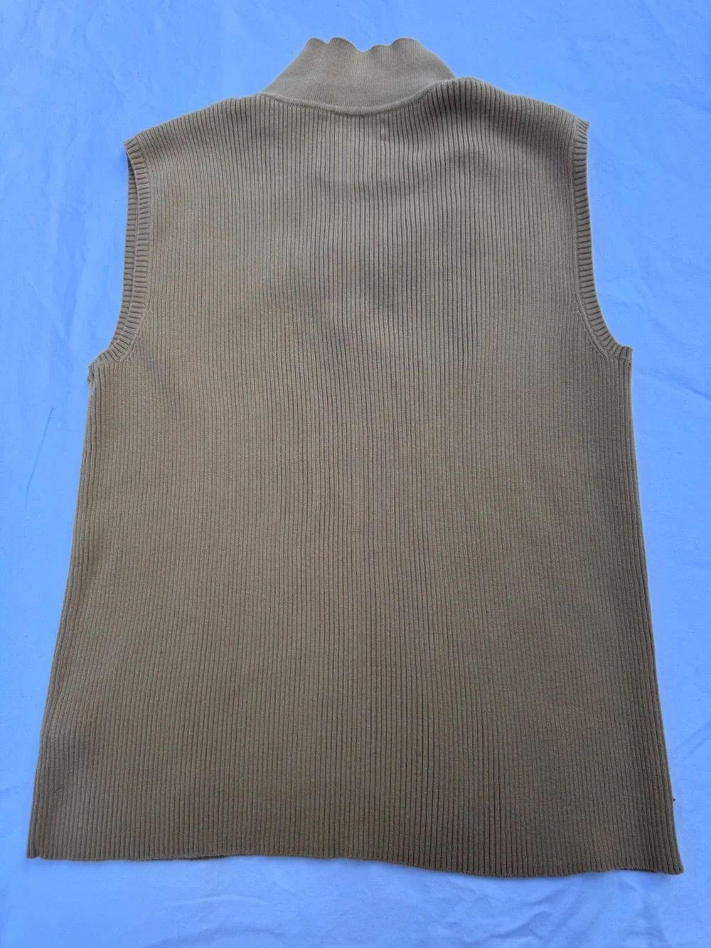 Lauren Ralph Lauren Taupe Ribbed Lace-Up Sleeveless Sweater